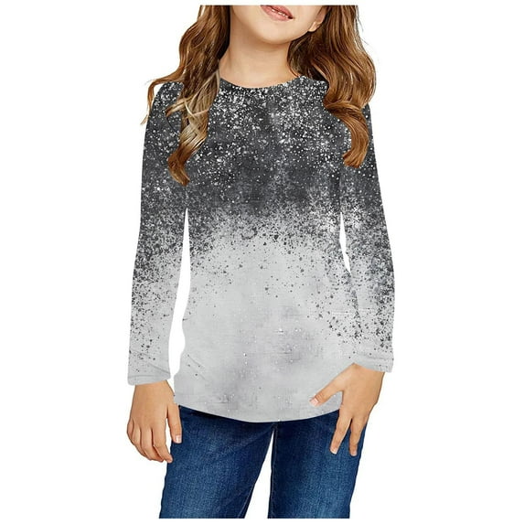 Baby Long Sleeve Tee Shirt Long Sleeve Round-Neck Blouses & Shirts Girls Long Sleeve Prints Shirts Cute Crewnecks Tops Dressy Casual Blouses Clothes Multicolor 9 Years
