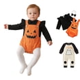 thumbnail image 1 of Baby Long Sleeve Top Suspenders Pants Headband 3 Pcs Set Pumpkin Costume Cosplay Costume Toddler Halloween Outfit Girls Size 12-18 Months, 1 of 7