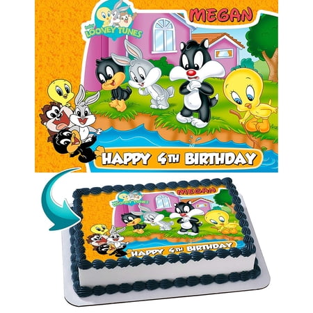 Baby Looney Tunes - Edible Cake Topper - 11.7 x 17.5 Inches 1/2 Sheet rectangular