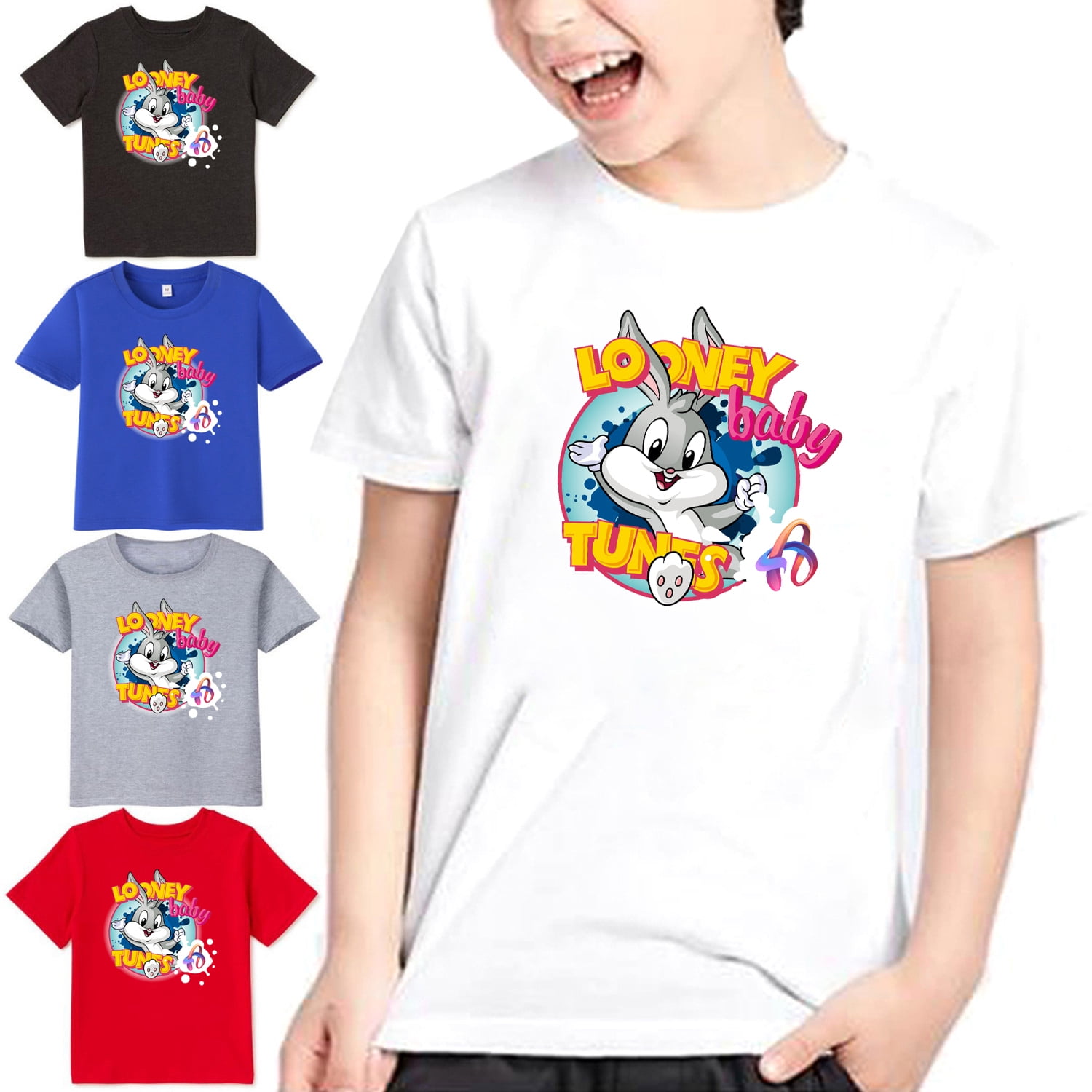 Baby Looney Tunes Tshirt Boys Shirts Cute for Short T Bunny Graphic Tee Bugs Sleeve Clothes for Neck Top Round Girls Rabbit