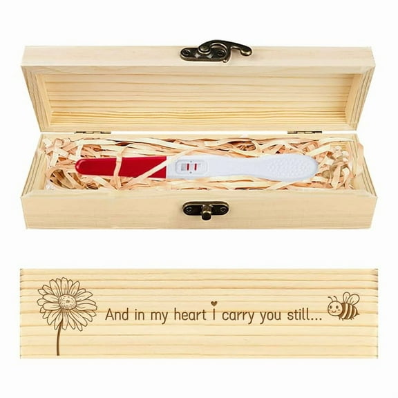 Baby Loss Keepsake Box Daisy and Bee Wooden Lost Baby Sympathy Gift Keepsake Box with Raffia Ribbon and Lock Announcement for Dad Husband 8x2x1.2inch