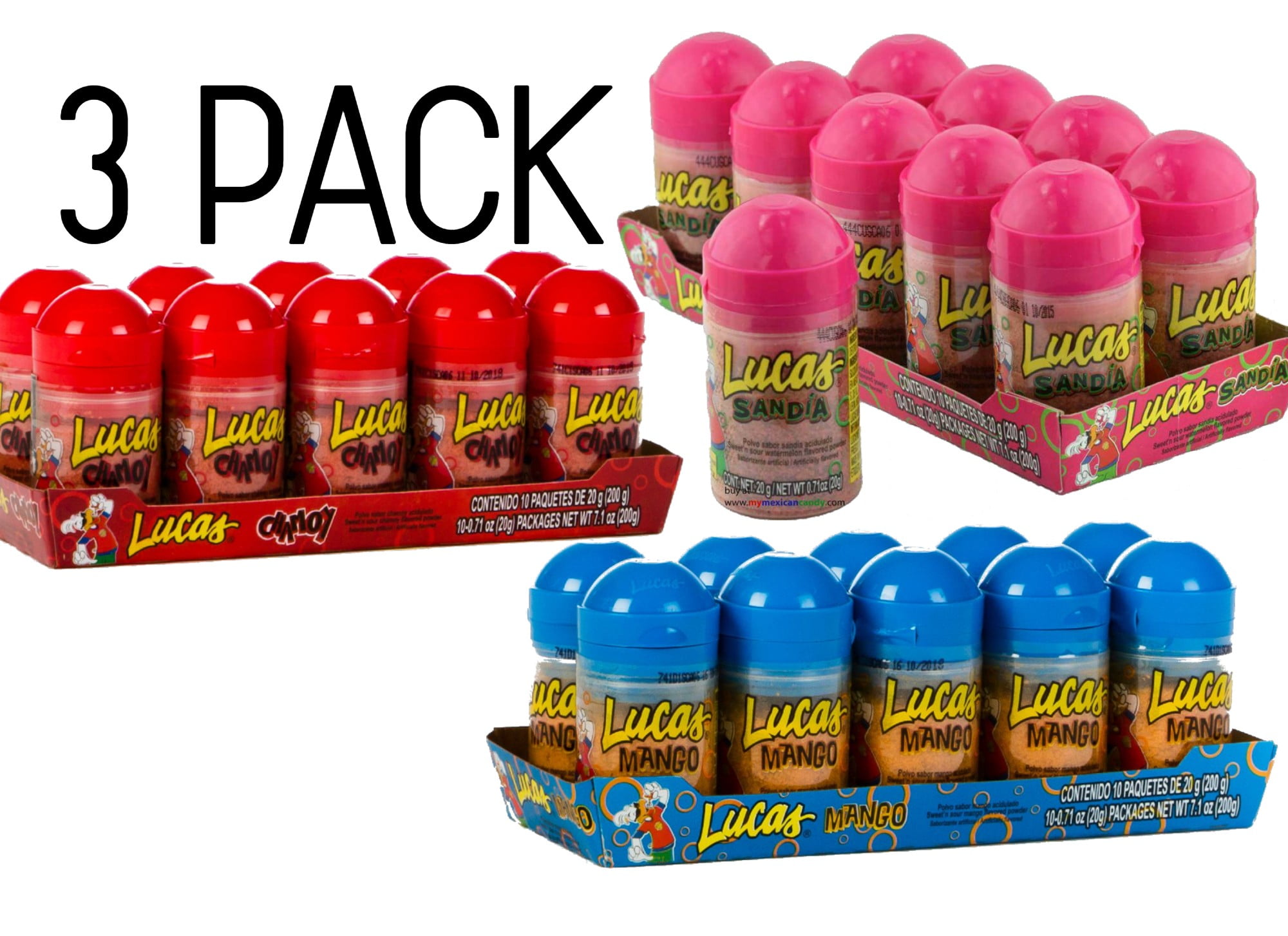 最も完璧な | Pack 3 Lucas Baby Mango, pcs 30 | Candy Chamoy Watermelon, 冷却用品