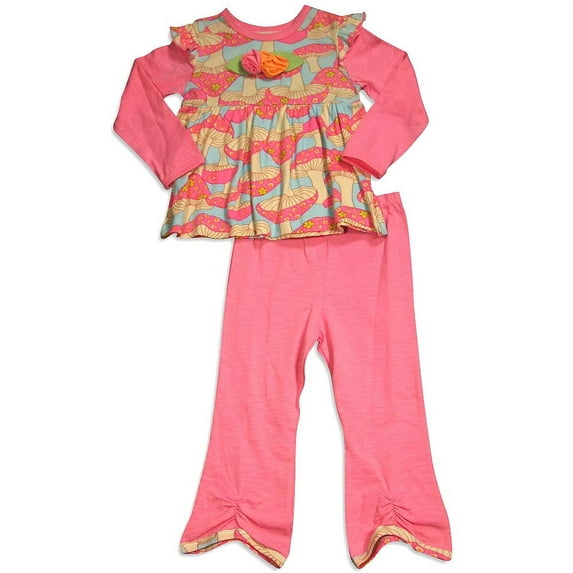 Baby Lulu - Baby Girls Long Sleeve Jill Mushroom Pant Set 30358-6Months (Jill Set Mushroom)