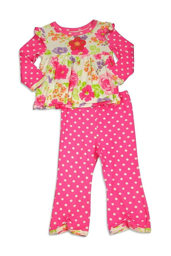 - Baby Girls Long Sleeve Jill Pant Set 30343-6Months (Jill Set Pink Rose)