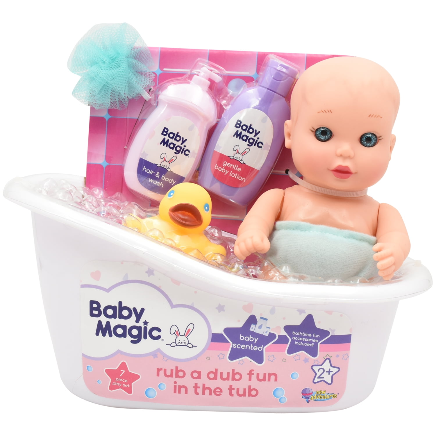Baby Magic Rub a Dub Fun in the Tub (3362), 8” Plastic body baby doll