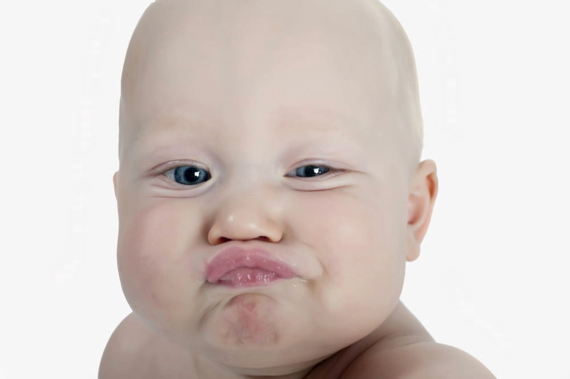 Baby Making A Funny Face Canvas Art - Stuart Corlett Design Pics (38 x 24)
