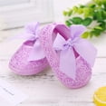 thumbnail image 1 of Baby Mary Jane Flats for Girls with Bowknot Cotton Anti Skid Sole Infant First Walker Princess Dress Crib Wedding Shoes, 1 of 8
