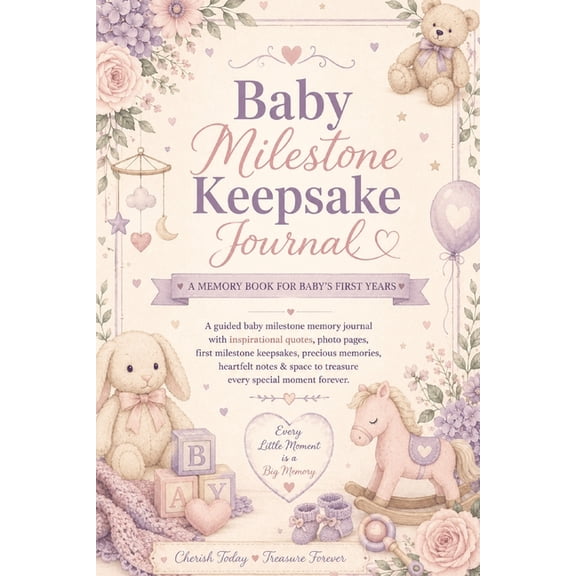 Baby Milestone Keepsake Journal: A Guided Baby Milestone Memory Journal with Inspirational Quotes, Photo Pages, First Mi, (Paperback)