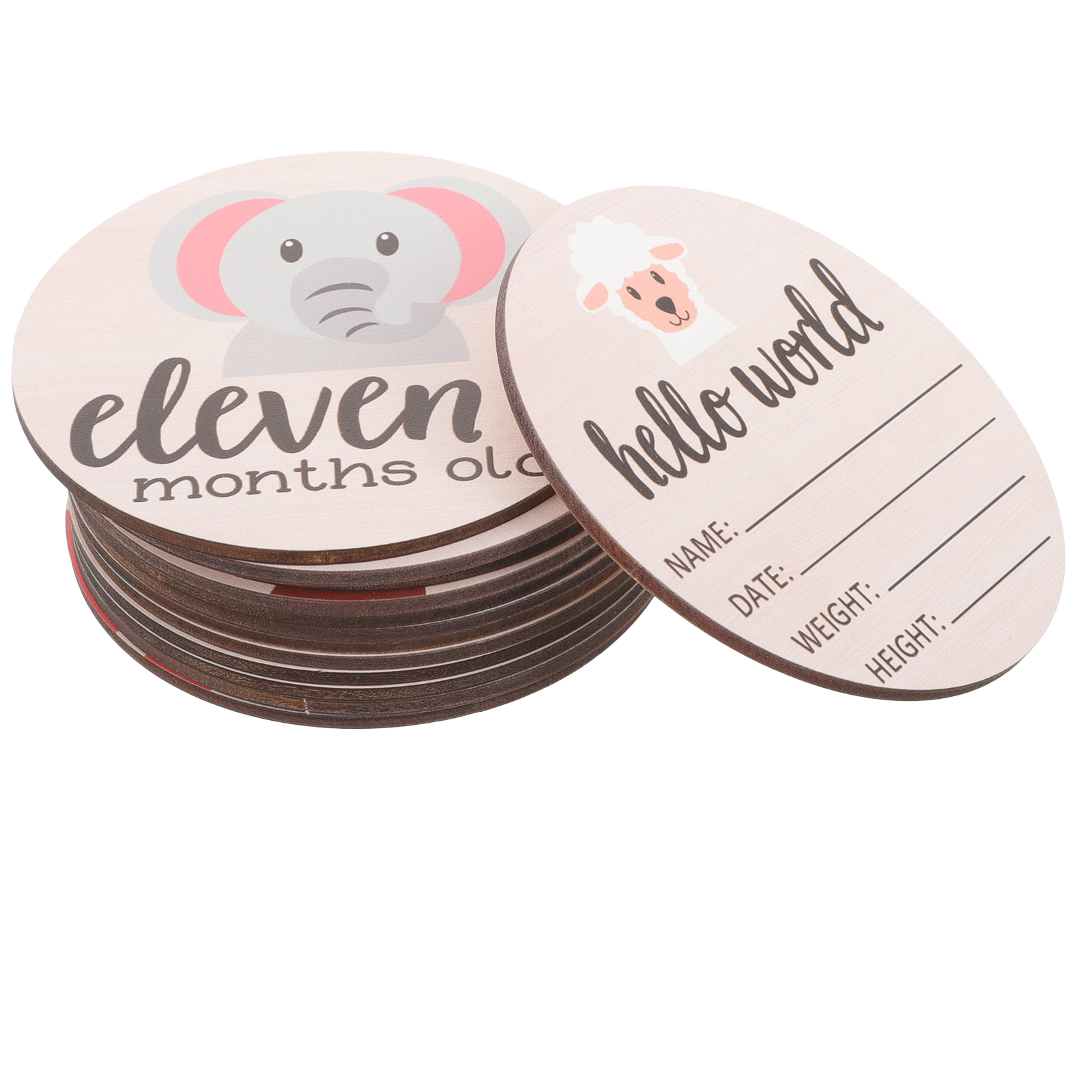 Month Emblems Baby Milestones Wood Chips Monthly Card Emblems Marker Newborn Months ...