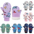 thumbnail image 1 of GPOECD Baby Mittens Cartoon Skiing Snow Gloves Waterproof Thermal Insulated Kids Gloves for Unisex Child Winter Snow Activities, 1 of 9