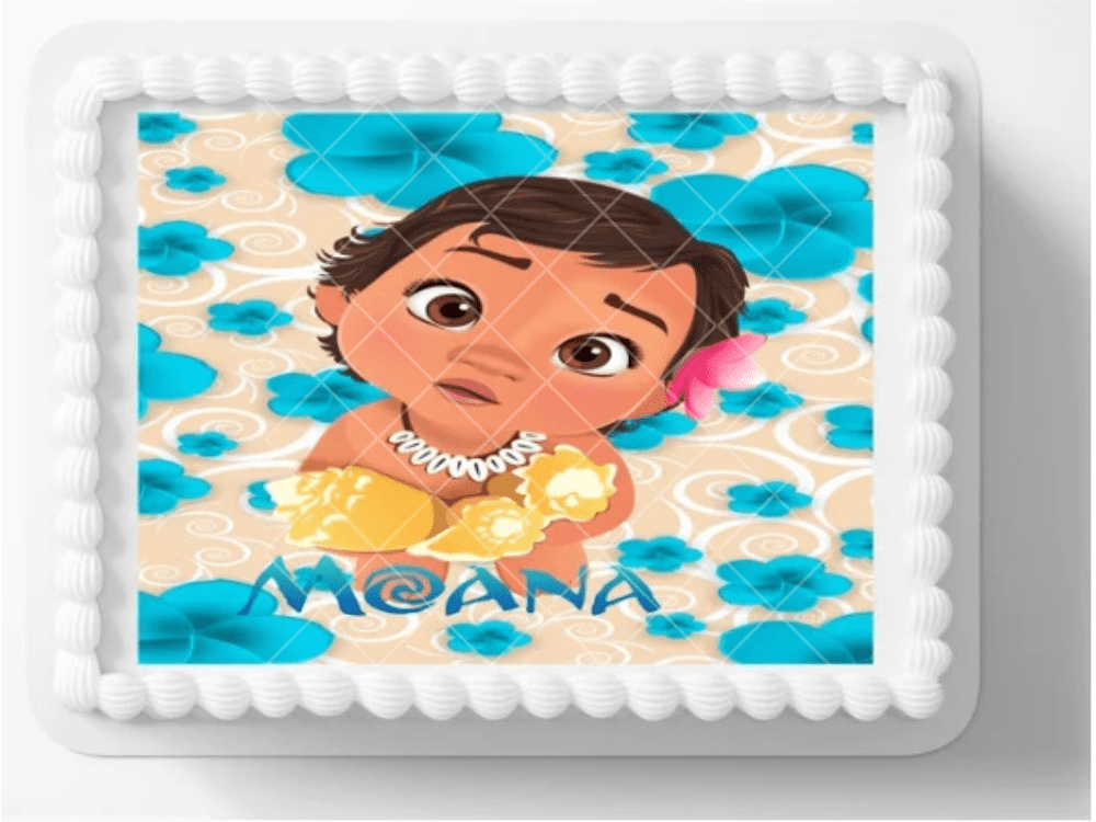 Baby Moana Birthday Edible Image Cake Topper, by ToriBellas Designs