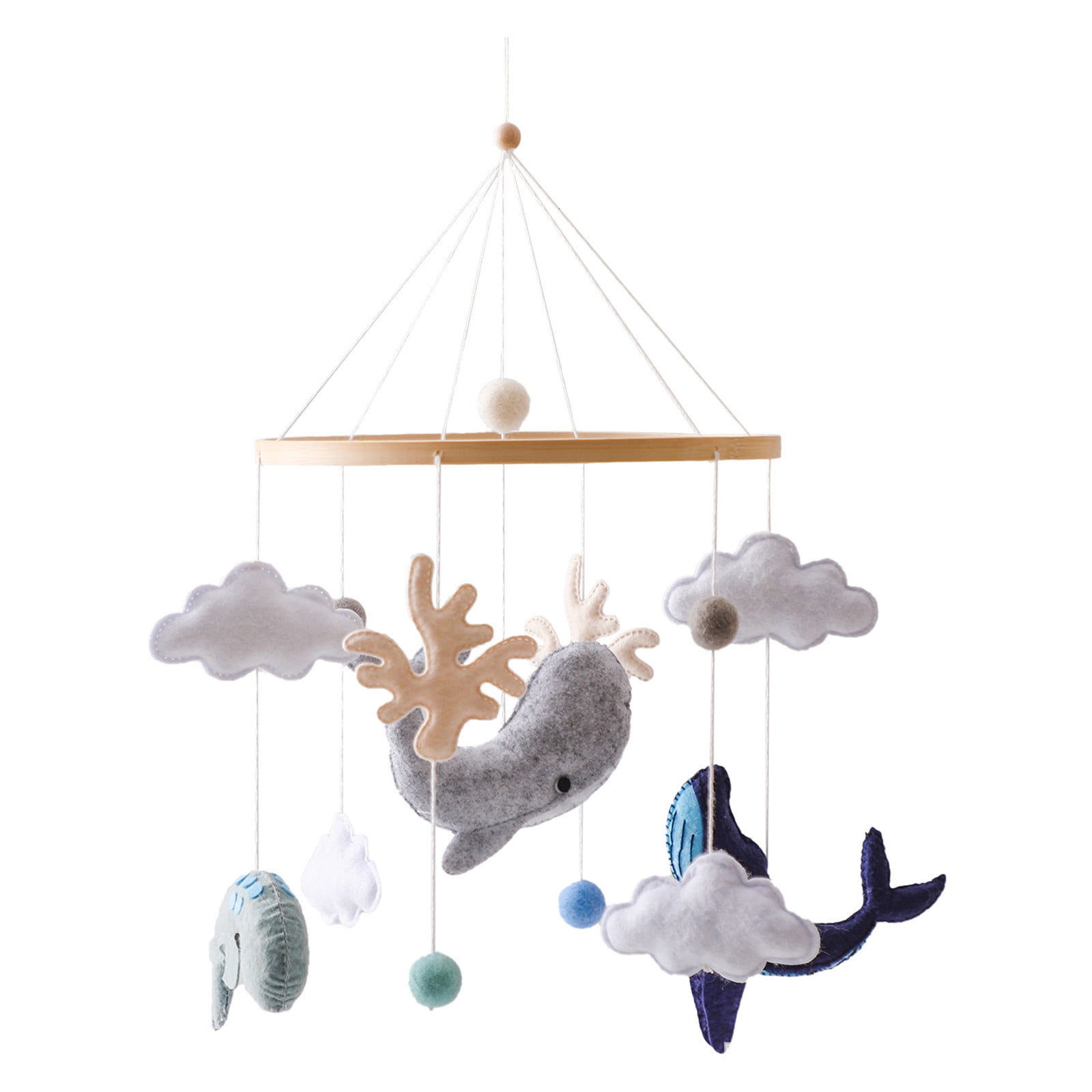 Baby Mobile for Crib, Baby Crib Mobile for Boys Girls, Baby Mobile for Bassinet, Boho Nursery Mobile, Nursery Decor Theme for Bedroom Hanging, Gender Neutral Baby Gift,gray