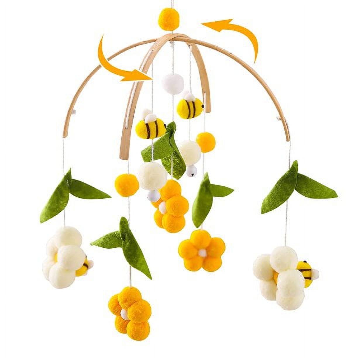 Baby Mobile for Crib Crib Nursery Mobile for Boys Girls Boho Bee Flower Nursery Decor Soothe Toy