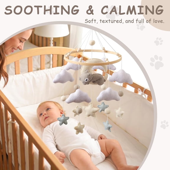 Baby Mobile for Crib Handmade Hanging Felt Nursery Mobile Fits Most Crib Arms Gender-Neutral Boho Nursery Decor & Baby Gift