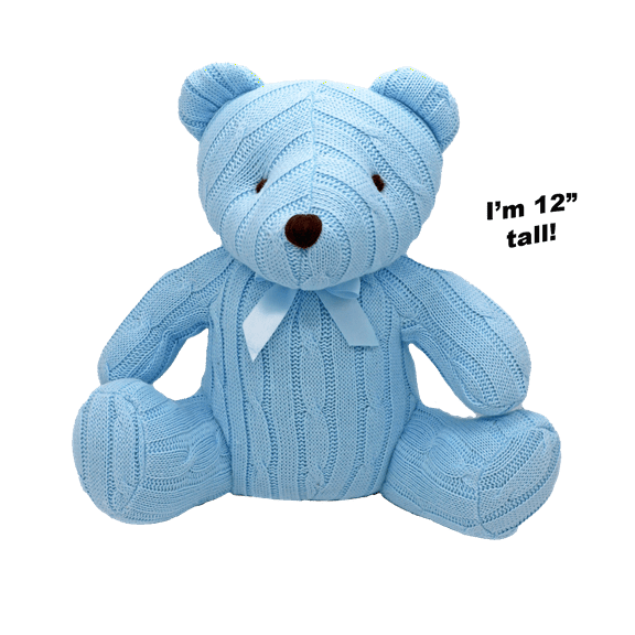 Baby Mode 12 inch Blue cable Knit Bear