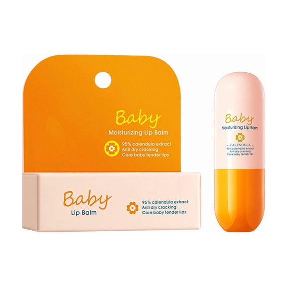 Baby Moisturizing Lip Balm, Infused with 95% Calendula Extract to Prevent Dry Cracking & Nourish Baby's Tender Lips, Capsule-Shaped Portable Lip Care Stick for Everyday Use