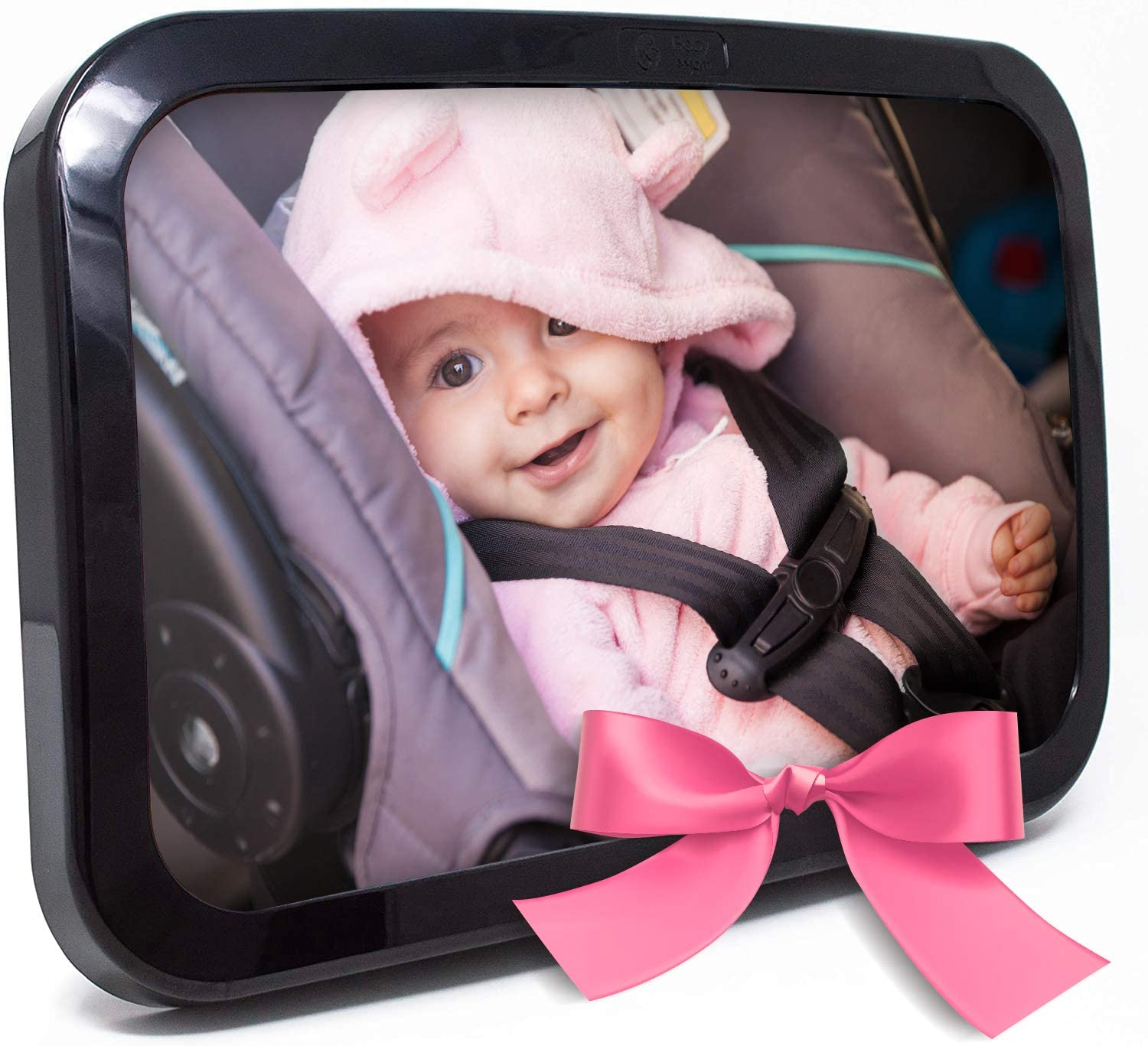 Baby & Mom Rear View Baby Car Seat Mirror - Wide Convex Shatterproof Glass - Fully Assembled - Car Mirriors Baby - car sear mirror - baby girl mirror car - back mirror baby car seat Black - image 1 of 9