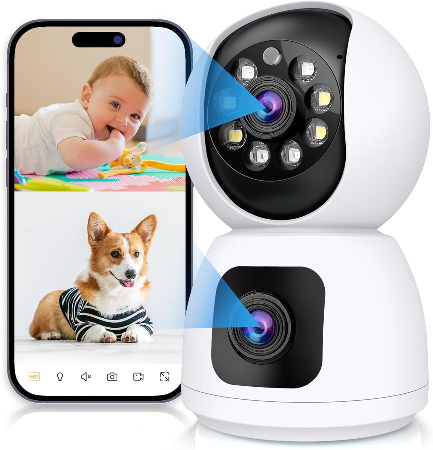 Hoey 2K HD Baby Monitor with Dual Cameras, WiFi, N
