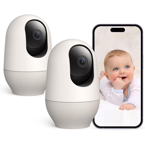 Baby Monitor with Camera 2 Pack, WiFi Baby Monitor Camera,360-degree 2K, Smart Baby Camera with Motion Tracking, Night Vision,Two Way Audio&Sound Detection,Works with Alexa, SD Card and Cloud