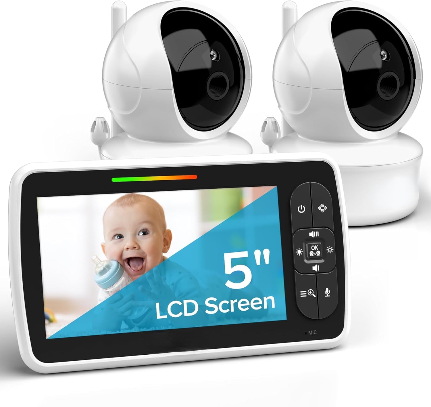 Baby Monitor Large 5" Screen with 30Hrs Battery Life Remote Pan