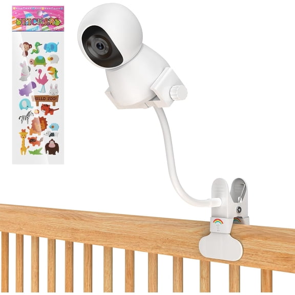 Baby Monitor Mount - Universal Adjustable Monitor Flex Stand for Hello Baby, Nanit Pro, Infant Optics, VTech & Most Baby Monitors - Detachable Arm Camera Clip Mount with Cute Stickers for Crib