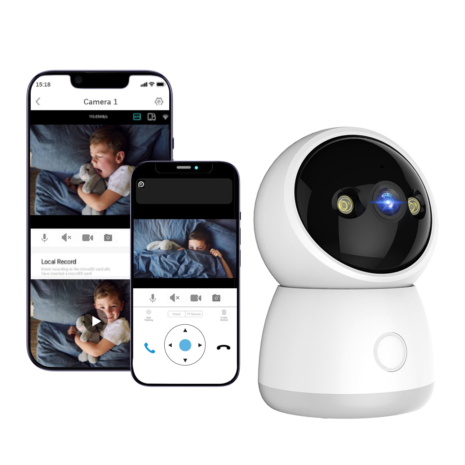 Smart 2K WiFi Baby Monitor, Wireless Nanny Security Camera, Indoor 360
