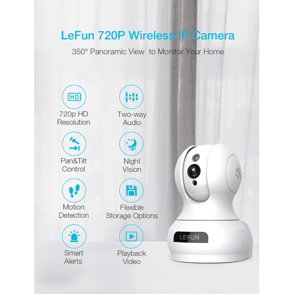 Baby Monitor WiFi Smartphone, Lefun WiFi Baby Monitor with Camera and Audio, Pet Camera with Cloud Storage Two Way Audio Remote Viewing Pan Tilt Zoom Night Vision Motion Detect for Indoor Home
