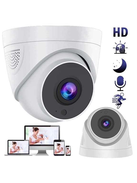 360° Wireless Nanny Cam - Two-Way Audio & Video Recording, IP66 Weatherproof, 360° Panorama + Time-Lapse Night Vision, Indoor/Outdoor HD Home Security Camera w/ Color Night Vision