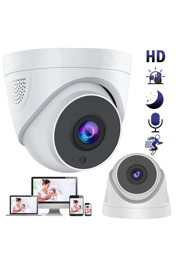 Detection, 360 Wireless Nanny Cam with Two-Way Audio Recording IP66 Weatherproof, Time-Lapse Night Vision