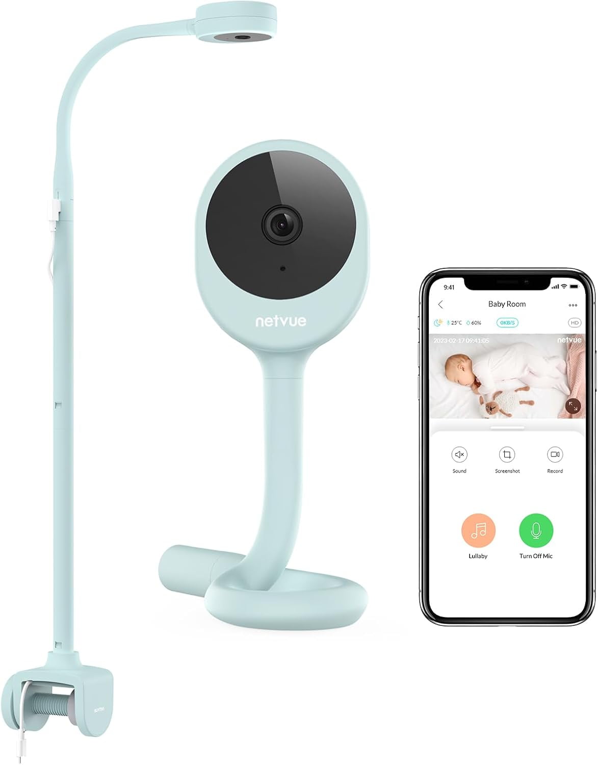 Walmart Black Friday Deals 2025 - Free Shipping! Netvue Baby Camera Monitor, Wireless 4-in-1 Crib Mount with Two-Way Talk, Sleep Analysis, Environmental Alerts