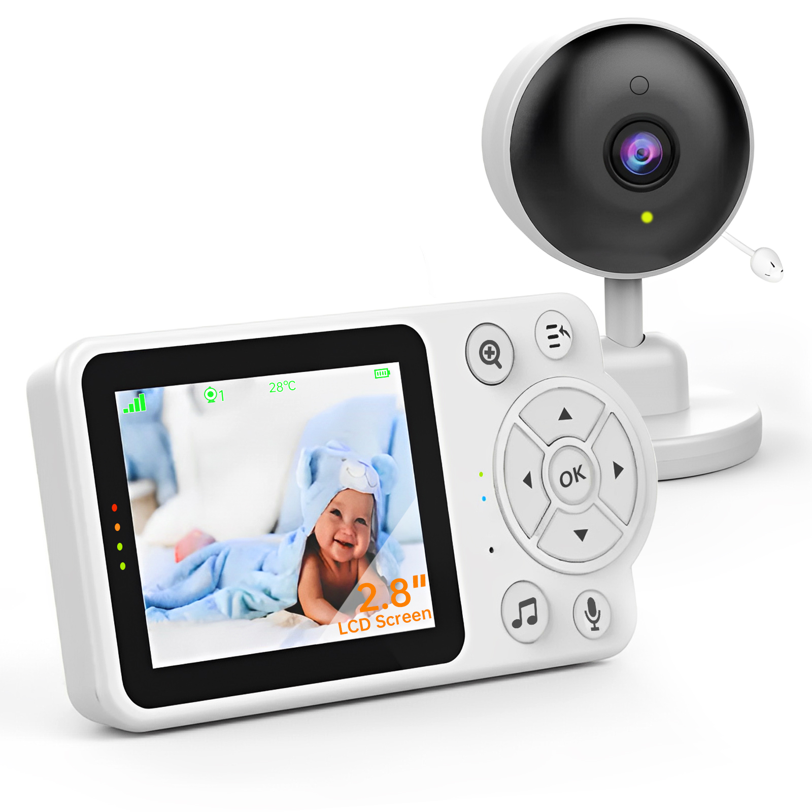 Baby Monitor with Camera and Audio, Night Vision, 2Way Talk, 114.8ft