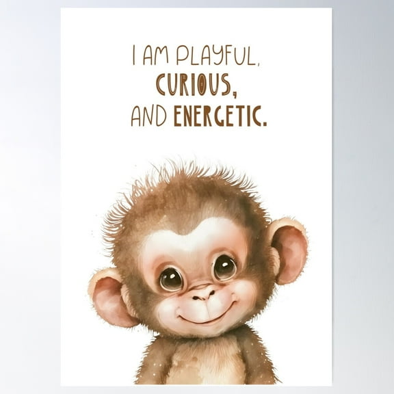 Baby Monkey Print, Nursery Art, Kids Room, Animal Art, Wall Decor Poster Wall Art, Modern Wall Decor For Living Room Bedroom, 8x12 UNFRAMED