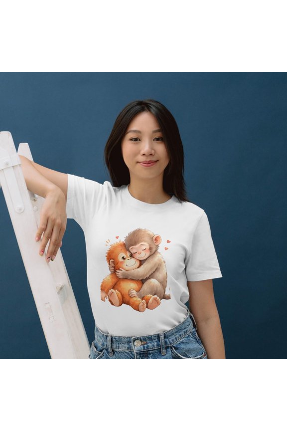 Baby Monkey Punch GILDAN T-SHIRT, Cozy Mom Shirt, Animal Lover Top, Cute Mother's Day Gift, Graphic T-Shirt For Moms