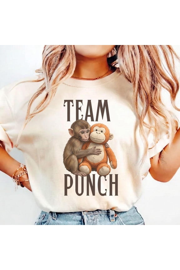 Baby Monkey Punch Shirt, Animal Lover Gift, Cute Monkey T-Shirt, Team Punch Wildlife Shirt, Cozy Graphic Tee, Unisex Sizes S-5XL - Multicolor