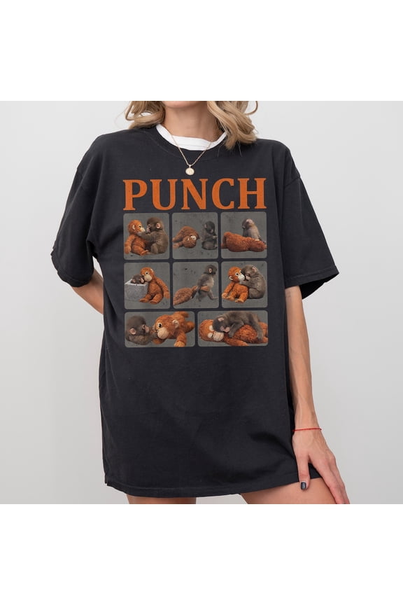 Baby Monkey Punch T-Shirt, Cute Monkey T-Shirt, Animal Lover Gift, Cute Cozy Mom Tee