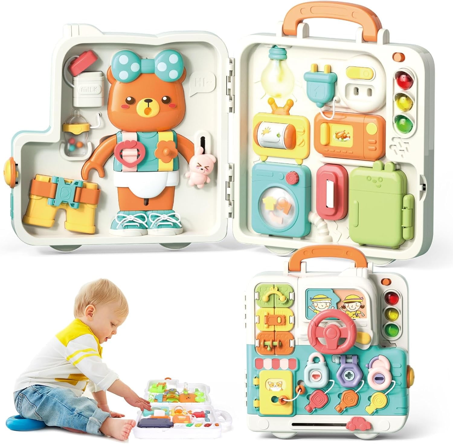Baby Montessori Toys for 1 2 3 Year Old Toys, Busy Board Toy for Toddlers 1-3,Musical Educational Toys,Learning Toys for Toddlers 1-3,Christmas & Birthday Gift for Kids