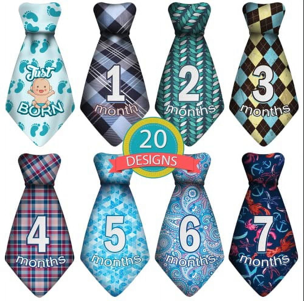 Baby Monthly and Holiday Milestone Sticker Ties by TurtleSurfers, A Stylish Baby Month Stickers