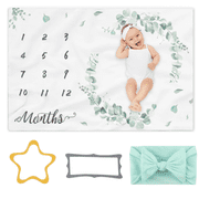 Personalized Baby Monthly Milestone Blanket With Name - 40"x50" Floral Growth Chart Photo Prop Blanket - View #3