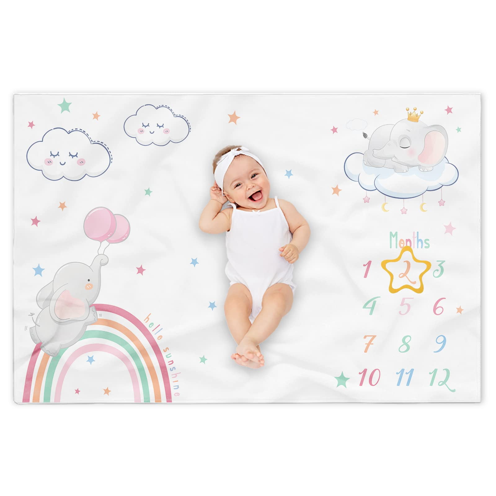 Baby Monthly Milestone Blanket for Girl, Baby Age Blanket Neutral Gift ...