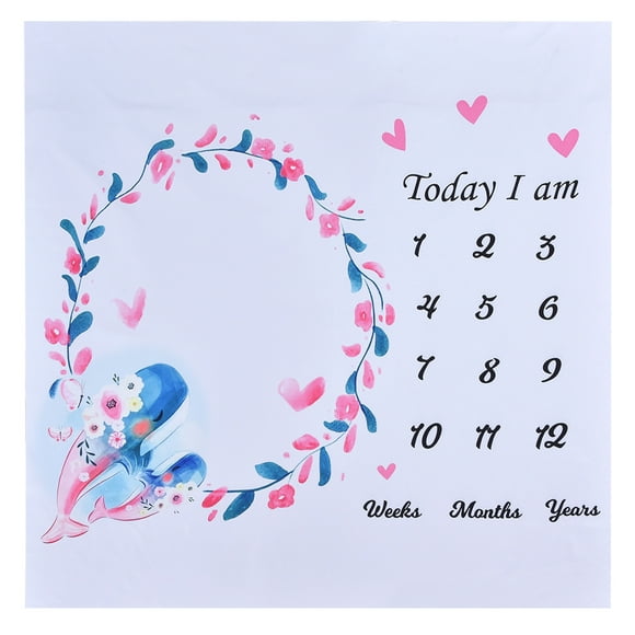 Baby Monthly Milestone Blanket Newborn Monthly Blanket Photo Background Cloth 40X40In Growth Milestone Dolphin Blanket