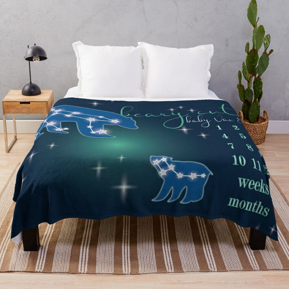 Baby Monthly Milestone Blanket Personalized Newborn Growth Chart Soft