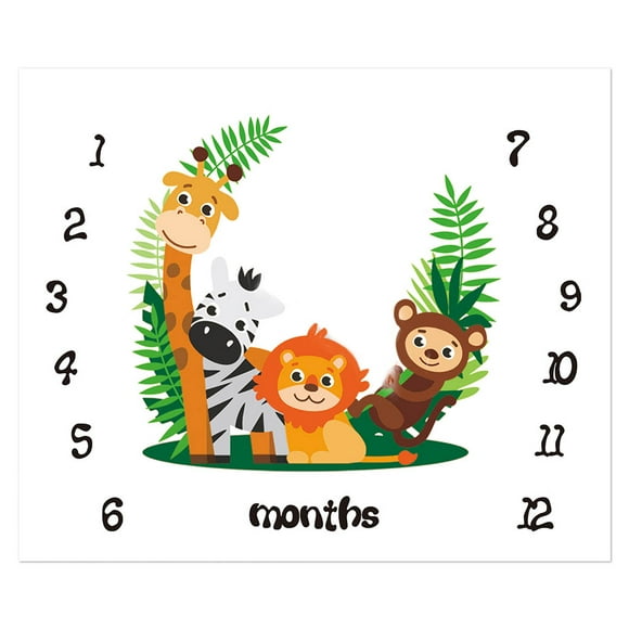 Baby Monthly Record Growth Milestone Blanket Newborn Cute Animal Pattern Photography Props Photo for Creative Background