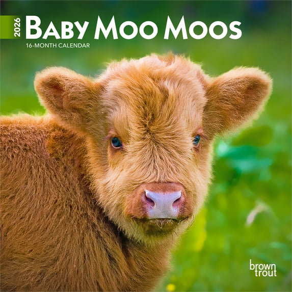 Baby Moo Moos | 2026 7x14" (Hanging) Monthly Mini Wall Calendar | BrownTrout