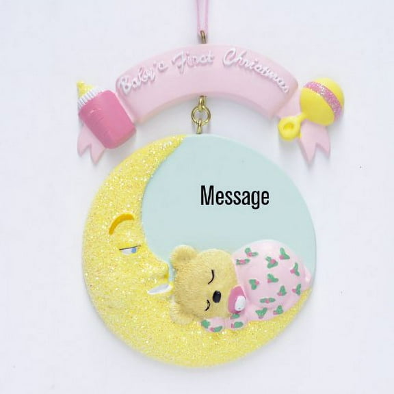 Baby Moon Pink Personalized Christmas Ornament , Baby Christmas Ornament, Christmas Decoration for Tree, Christmas Tree Ornament
