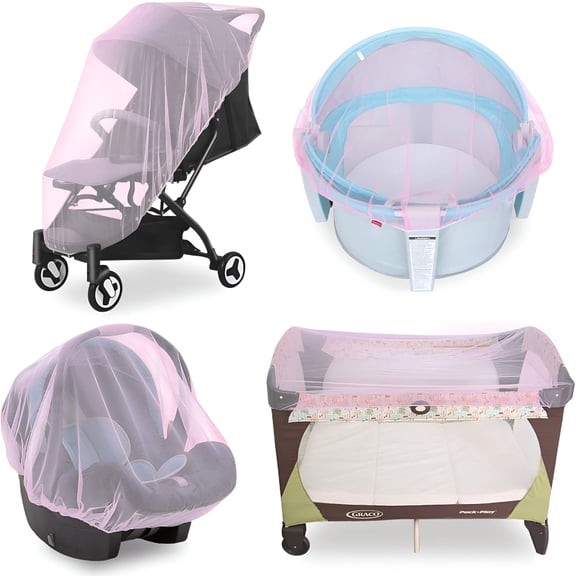 Baby Mosquito Net for Stroller, Stretchy 360-Degree Fit Compatible with Car Seats, Cribs, Playards