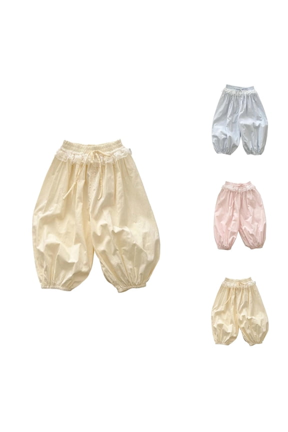 Baby Mosquito Repellent Pants Girls Summer Pants Lightweight Breathable Casual Loose Fit Elastic Waist Outdoor Comfort for Kids 1-8 Years Old