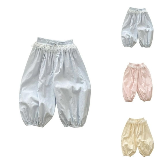Baby Mosquito Repellent Pants Girls Summer Pants Lightweight Breathable Casual Loose Fit Elastic Waist Outdoor Comfort for Kids 1-8 Years Old