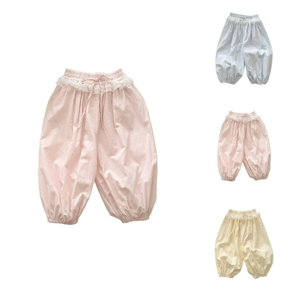 Baby Mosquito Repellent Pants Girls Summer Pants Lightweight Breathable Casual Loose Fit Elastic Waist Outdoor Comfort for Kids 1-8 Years Old