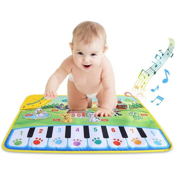 Baby Music Mat Toddler Floor Keyboard Play Piano Mat with Animal Music Sound Educational Musical Toy Crawling Piano Musical Carpet for Kids Birthday Xmas Gifts Over 2 Years Old
