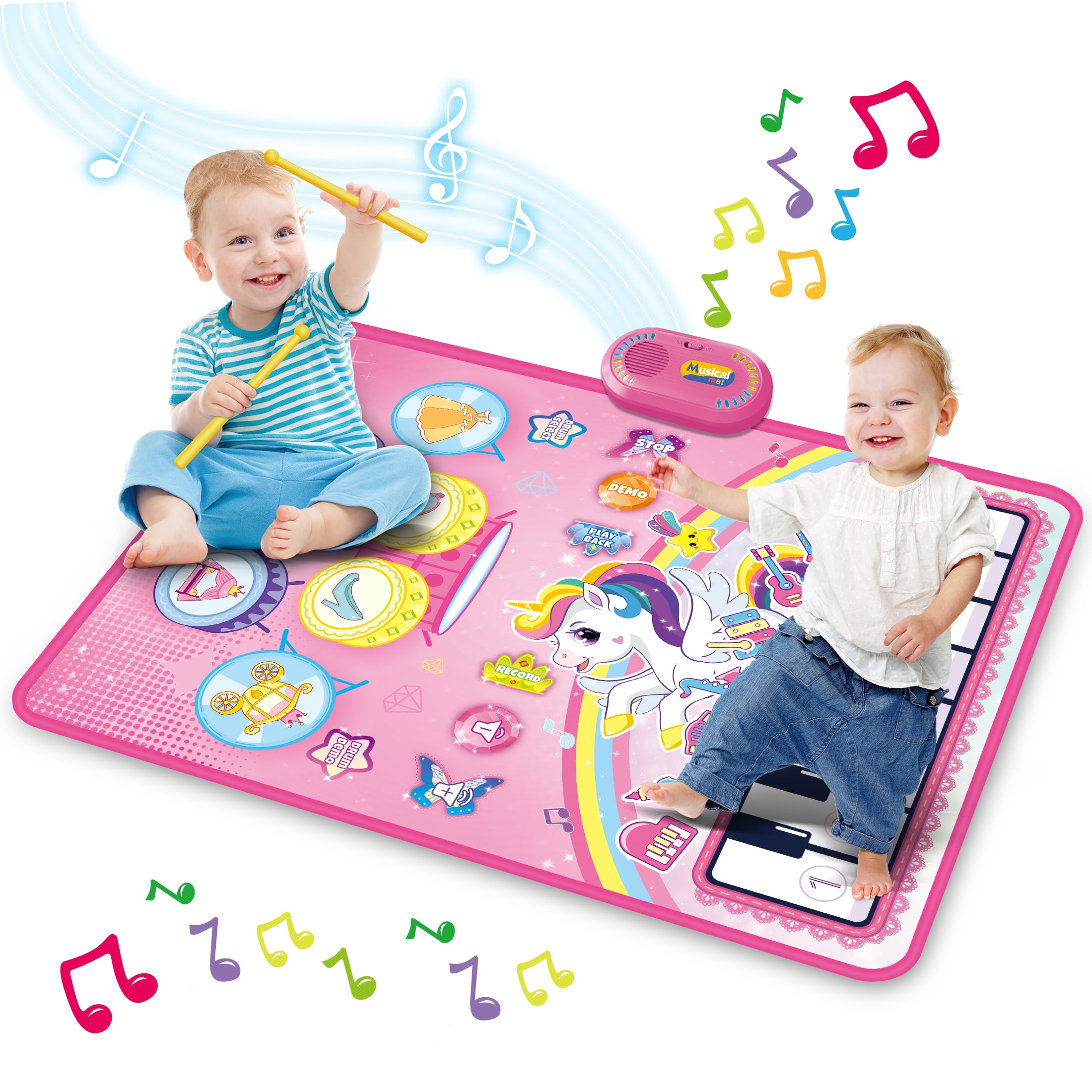 Baby Music Play Mat 35.4" x 27.5" with 8 Instrument Sounds, Piano Drum
